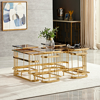 Ensemble de table d'intérieur de meubles à usage domestique Offre Spéciale table basse en acier inoxydable à dessus doré