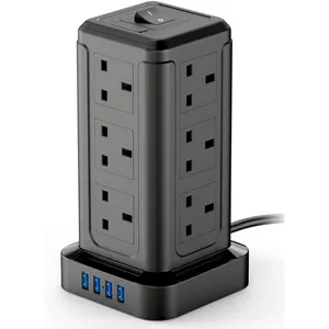 Saudi Arabia Cost-effective UK Tower Power Extension Socket Outlet Electric Smart Charging Socket with USB Ports