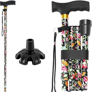 Canne de marche pliante Kang Banjun à motif floral, canne télescopique pour personnes âgées, légère, portable, aide à la marche - Product Image 4