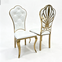 Chaise de banquet commerciale en acier inoxydable doré, dossier en forme d'éventail, haut de gamme, pour hôtels et réceptions