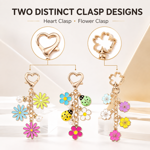 Grazioso Portachiavi in Lega di Zinco Smaltato con Perle e Fiori Colorati, Ciondolo alla Moda per Borsa a Tema Piante Primaverili, Regalo di Compleanno per Amici - Product Image 3