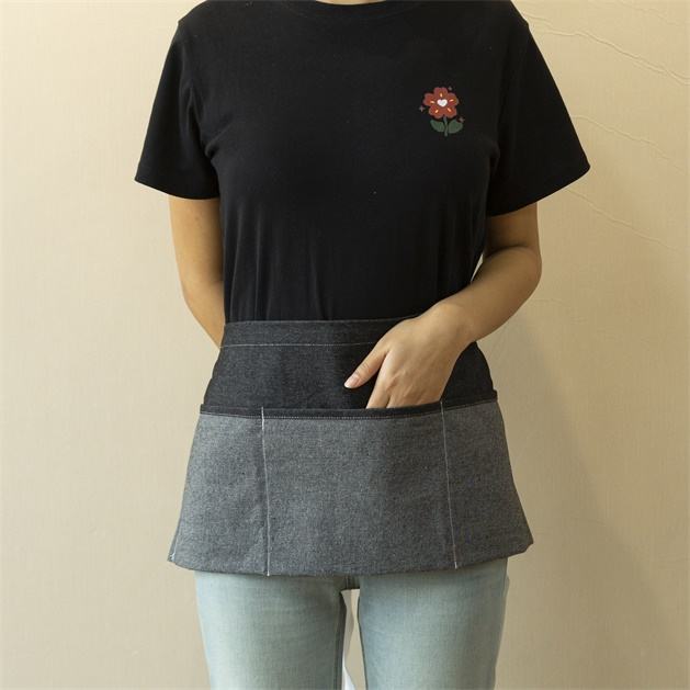 Cotton Denim Short Waist Pocket Apron