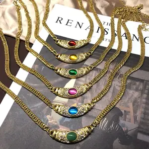 عقد قلادة هدية من حجر ميوسانتي كريم مطلي بالذهب حسب الطلب من مصنع المعدات الأصلي مجوهرات عالية الجودة للنساء الأكثر مبيعًا