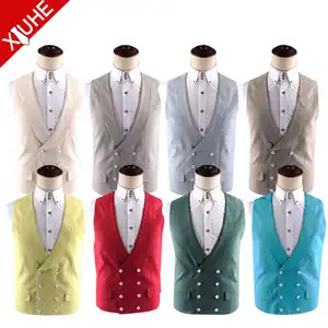 High Quality Watstcoats Casual Multiccolor Mens Waistcoat Custom Linen Solid Color Vest