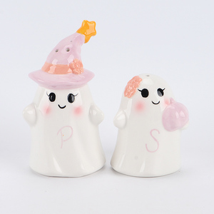 Adorable bol à céréales en céramique rose fantôme avec citrouille et chapeau <span class=keywords><strong>de</strong></span> sorcière, joli plat à <span class=keywords><strong>soupe</strong></span> d'Halloween, cadeau <span class=keywords><strong>de</strong></span> vacances étrange et charmant. - Product Image 2