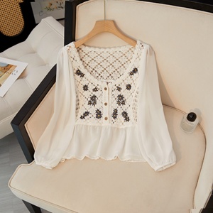 Blusa Sexy de Manga Larga con Bordado de Mariposas y Diseño Bohemio de Ganchillo Calado <span class=keywords><strong>en</strong></span> Chifón <span class=keywords><strong>para</strong></span> Mujer, Nueva Colección 2026 - Product Image 2