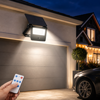 Lampe solaire de jardin télécommandée avec panneau inclinable, activée par détecteur de mouvement, pour éclairage extérieur de chemins et cours