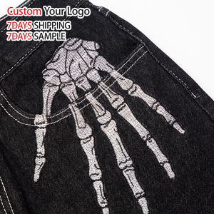 Jeans de Mezclilla Anchos Y2K de Alta Calidad Personalizados, Estilo Hip Hop, Casual, Urbano, Vintage, de Diseñador, Corte Recto, Holgados, para Hombre, Lavados - Product Image 3