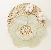 Bavoirs bébé en dentelle de coton de couleur unie 360 degrés pétales de nouveau-né imperméable gland stéréo Burp tissu Bandana avec fermeture à bouton pression