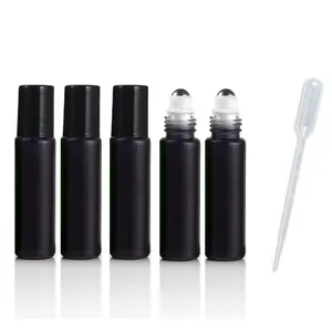 essential oil Glass roll on bottles black matte 10ml empty glass perfume roller bottle stainless roller ball bottles