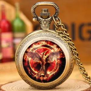 Горящий Mockingbird Кварцевый Movt Кулон Шарм медальон ожерелье стимпанк карманные часы
