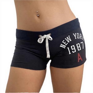 Polyester Eco Friendly Knit Women Low Waist Shorts Hot Breathable Elastic Waist Regular Fit Casual Sporty Comfort <b>Drawstring</b> - Product Image 1