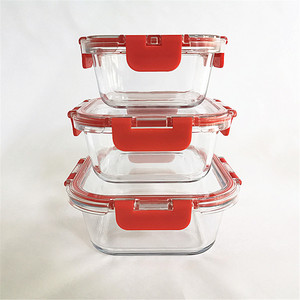 Home &amp; Garden Eco Friendly Square Shape Large Capacity High Borosilicat Glass Food Storage Meal Prep Containers With Lids - Product Image 3