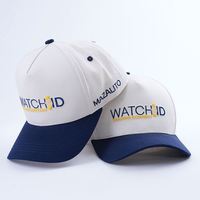 Gorra de Béisbol Bordada con Logotipo Personalizado, Gorra de 5 Paneles, Tela de Algodón Oxford de Dos Tonos, Gorra Azul Marino para Deportes al Aire Libre
