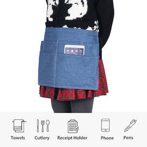 Delantal de cintura vaquera con 6 bolsillos grandes para mujer/hombre, delantal de <span class=keywords><strong>servidor</strong></span> para camarera, libro, cubiertos para teléfono - Product Image 2