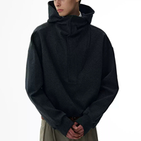 Sweat-shirts à capuche épais en molleton bouclette, coupe ample et oversize, à épaules tombantes, avec grand capuche, à col châle, zippés à mi-longueur et courts