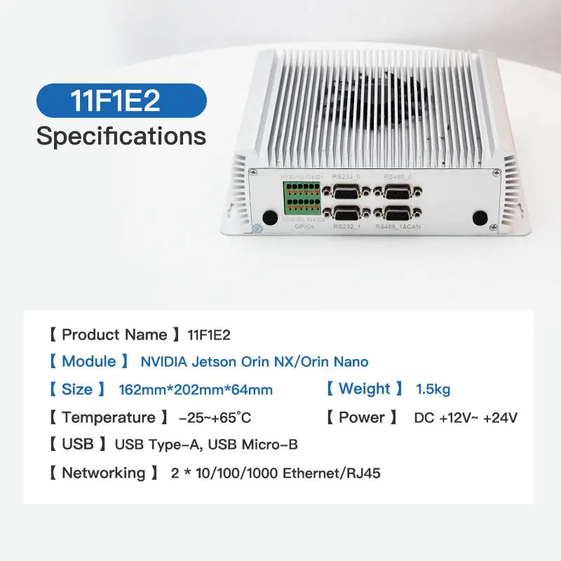 NVIDIA Jetson Orin NX 16G 100T 128Gエッジコンピューター組み込みコンピューターAI産業用PC Plink 11F1E2 -ONX16G-128G