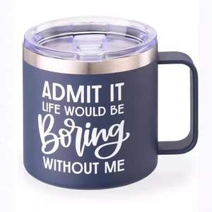 Mug isotherme anti-déversement en acier inoxydable – Design « Parfois, <span class=keywords><strong>tu</strong></span> <span class=keywords><strong>oublies</strong></span> que <span class=keywords><strong>tu</strong></span> es génial » pour homme – 12 oz, bleu marine - Product Image 1