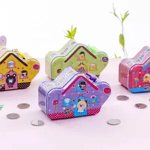 Подарки на день рождения, креативная мультяшная Копилка в форме домика для детей, монета, копилка с замком