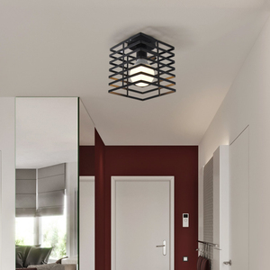 Lámpara de techo LED industrial vintage retro moderna cubierta acrílica con base de hierro para diseño de balcón de oficina en casa - Product Image 2