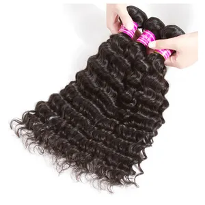 Grado 12a cutícula virgen alineada onda profunda rizos crudos vietnamitas vendedores de cabello mechones de cabello humano de alta calidad extensiones de tejido