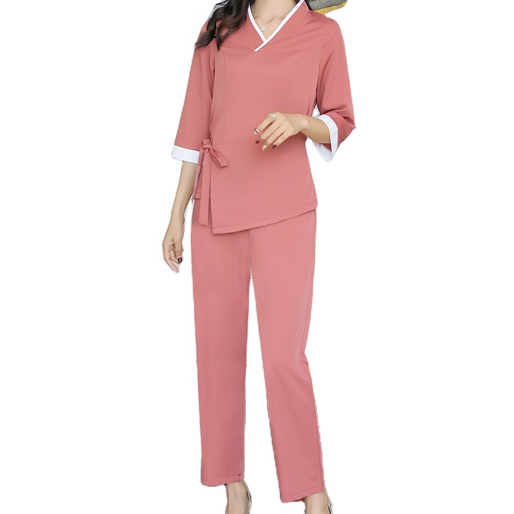 Pure cotton thin bathrobe two-piece set double cotton bathrobe pajamas absorbent sauna beauty garment