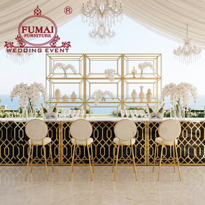 Barra de café móvil de acero inoxidable negro dorado para eventos de boda - Product Image 1