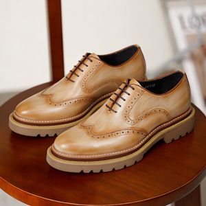 Engraved leather <b>shoes</b>, men's, top-grain cowhide, thick sole, heightening, business and commuting casual <b>shoes</b>, Oxford <b>shoes</b> - Product Image 6