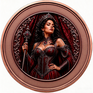 Moneta Commemorativa Rotonda in Rame Puro Personalizzata <span class=keywords><strong>DOMINA</strong></span> per Donna, Design con Stemma Reale, Moneta Commemorativa Premium in Rame Puro - Product Image 2