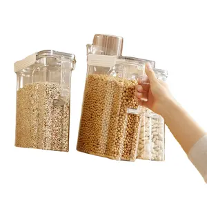소유 투명 쌀 디스펜서 BPA-프리 플라스틱 보관함 손잡이가 있는 건조 식품 보관 용기