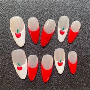 Offre Spéciale : 10 <span class=keywords><strong>faux</strong></span> ongles réutilisables faits main, style français, avec motifs 3D cœur et fleurs cerisier, qualité OEM <span class=keywords><strong>Kawaii</strong></span> - Product Image 3