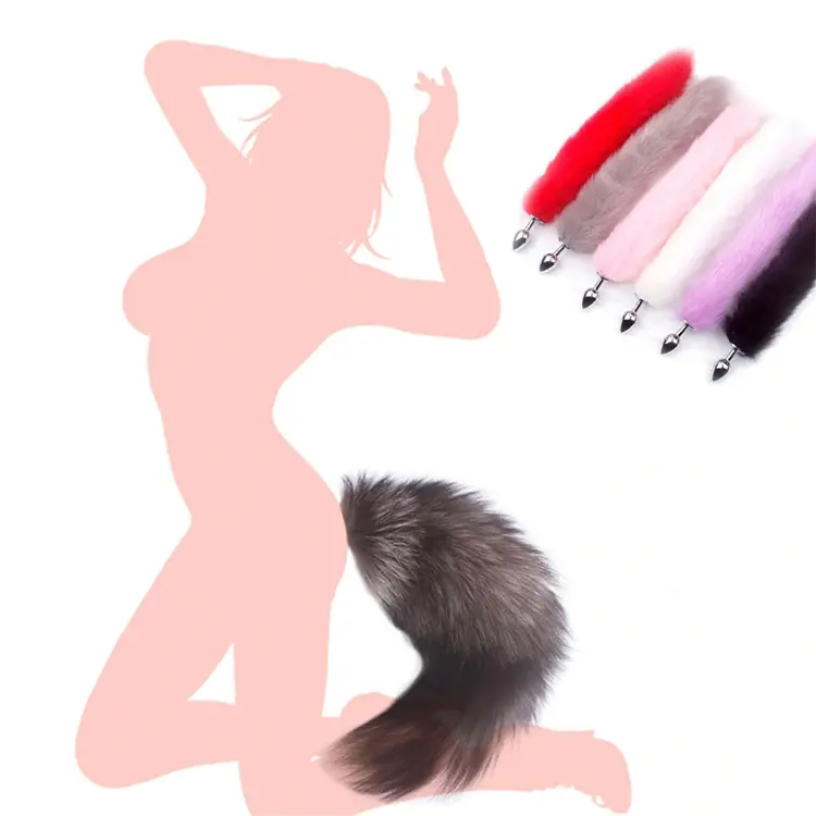 Juguete sexual de cola de zorro Artificial multicolor para adultos, tapón Anal para Cosplay