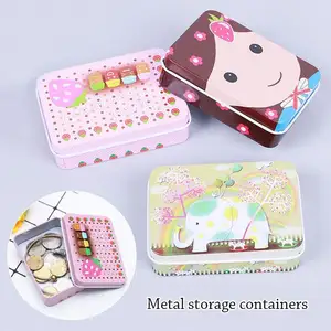 Nail Cosmetic Jewelry Metal Storage Containers Mini Cartoon Custom Gift Case Can Tinplate Candy Thin Metal Square Tin Box