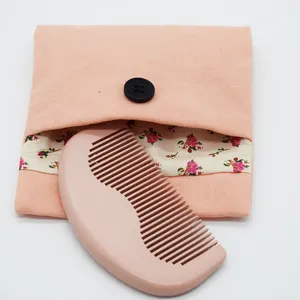 QINGTANG – ensemble de peignes en bois rose, peigne à dents fines, peigne en bois avec sac en tissu