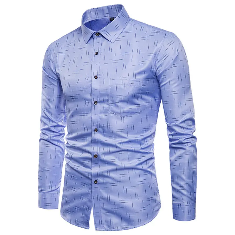 Blue Plaid shirts Men New Fashion Long Sleeved Summer Casual Men Shirt Mens Dress Shirts