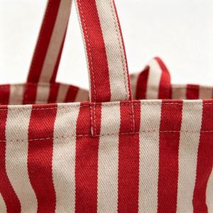 Sac de shopping en toile rayée, écologique, personnalisé avec logo, style français, recyclable, pour femme - Product Image 2
