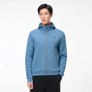 Fábrica Custom Sweat Jacket Homens Primavera & Verão Alta Elasticidade Esportes Ao Ar Livre Longo Grampo Algodão Casaco Casual Com Capuz