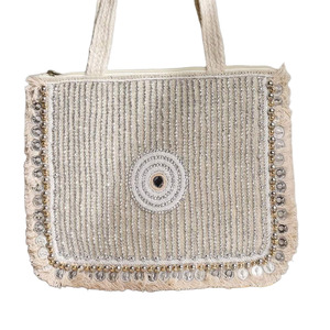 Bolso de mano étnico con cuentas de calidad de exportación, con bolsillo con cremallera, perfecto para bodas y fiestas, disponible a precio de mayoreo. - Product Image 3