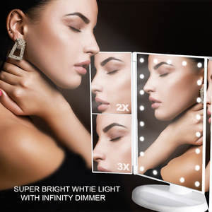Hot bán tri-gấp ba-cách led trang điểm Vanity gương tùy chỉnh xách tay gấp Máy tính để bàn thường vụ bảng thắp sáng thiết kế nhỏ gọn - Product Image 3