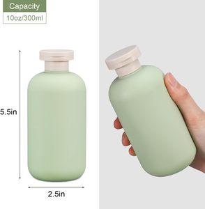 Botella Flexible de PE con Tapa Abatible y Bomba Dosificadora, Forma Ovalada/Redonda Boston, 300ml 500ml, para Champú, Gel, Loción, Acabado Mate - Product Image 3