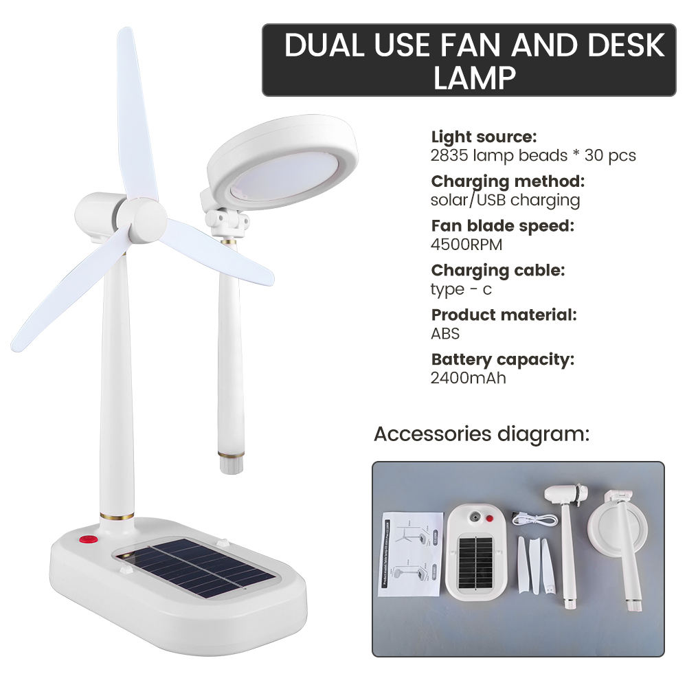 Ventilador blanco y lámpara de escritorio