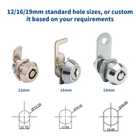 Serrure à came haute sécurité 19 mm en alliage de zinc pour distributeur automatique de billets, anti-effraction, avec clé à goupille, cylindre de serrure robuste à quart de tour pour casier