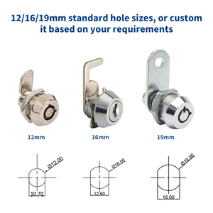 थोक मूल्य 19 मिमी जस्ता एटम मशीन कैम लॉक उच्च सुरक्षित कैबिनेट पिन कुंजी लॉक सिलेंडर क्वार्टर टर्न लॉकर लॉक - Product Image 2