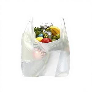 Bolsas de Compras Grandes Blancas Desechables Termoselladas Tipo Camiseta para Comercios, Supermercados y Comida para Llevar, Hechas de Polietileno de Alta Densidad (HDPE) - Product Image 1