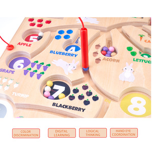 Numéro en bois <span class=keywords><strong>labyrinthe</strong></span> perle Puzzle conseil stylo couleur numéro légumes fruits Classification début éducatif mathématiques jouets - Product Image 4