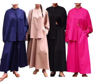 เสื้อเชิ้ตแขนยาวคอปกเล็กสำหรับผู้หญิงฤดูใบไม้ร่วง/ฤดูหนาวและกางเกงขากว้างทรงหลวมชุดแฟชั่น 2 ชิ้น - Product Image 2