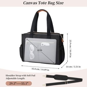 Women's <b>Canvas</b> Tote <b>Bag</b> <b>Large</b> Crossbody <b>Bag</b> with Inner Cup Holder & Padded Compartment for Work College Travel - Product Image 2