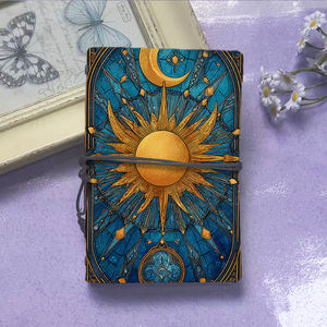 Vintage A6 Notebook Cyber Monday Regalo para equipos legales después de un caso exitoso Gana con patrones de vidrieras Sun Moon Patt - Product Image 2