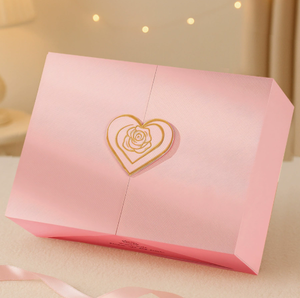 Caja de Regalo Magnética de Lujo con Doble Puerta para Productos de Cuidado de la Piel, Caja de Embalaje Cosmético con Logotipo de Rosa en Forma de Corazón y Bolsa de Regalo a Juego - Product Image 3