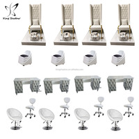 Mobilier et Équipement de Salon de Manucure, Tables pour Prothésistes Ongulaires, Bureau à Ongles en Cuir, Ensemble Table et Chaise de Manucure en Cristal